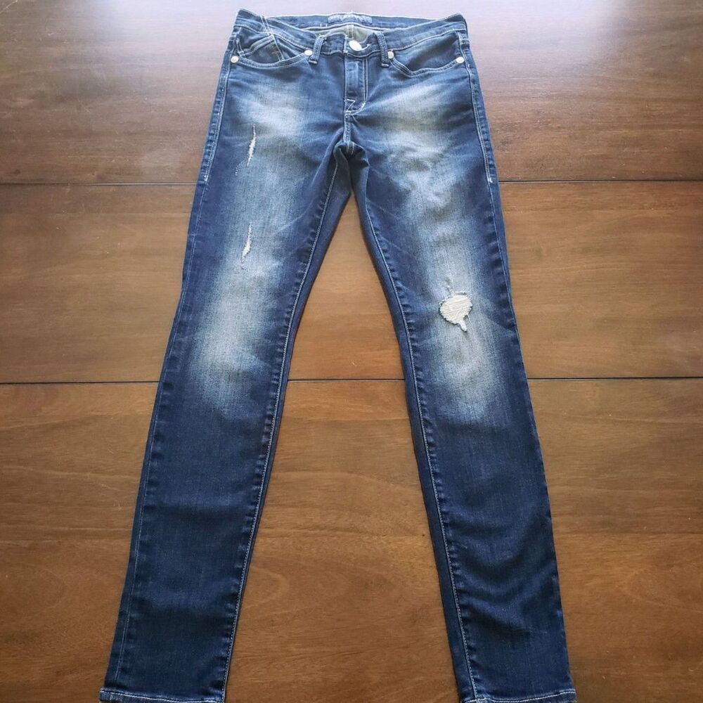 Rock & Republic Berlin Distressed Embroidered Skinny Jeans Sz 6M / 29.5" Waist - Picture 2 of 8